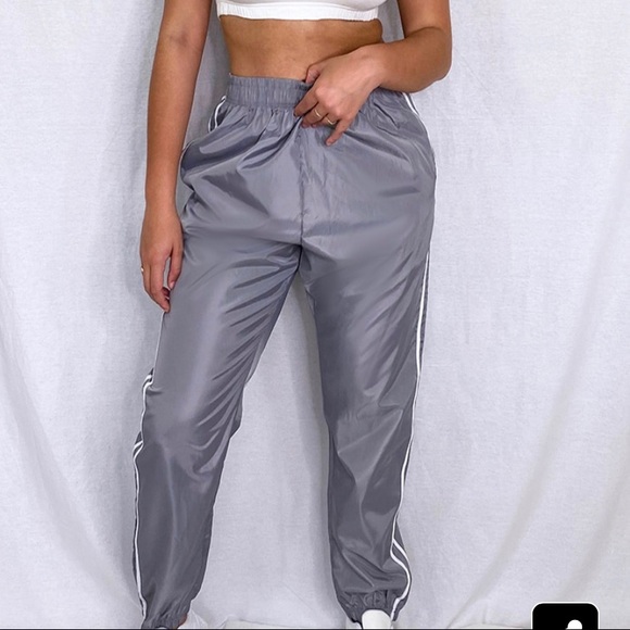 grey shell joggers